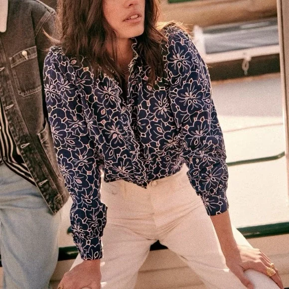 Sezane Navy Mathilda Shirt - Picture 4 of 8